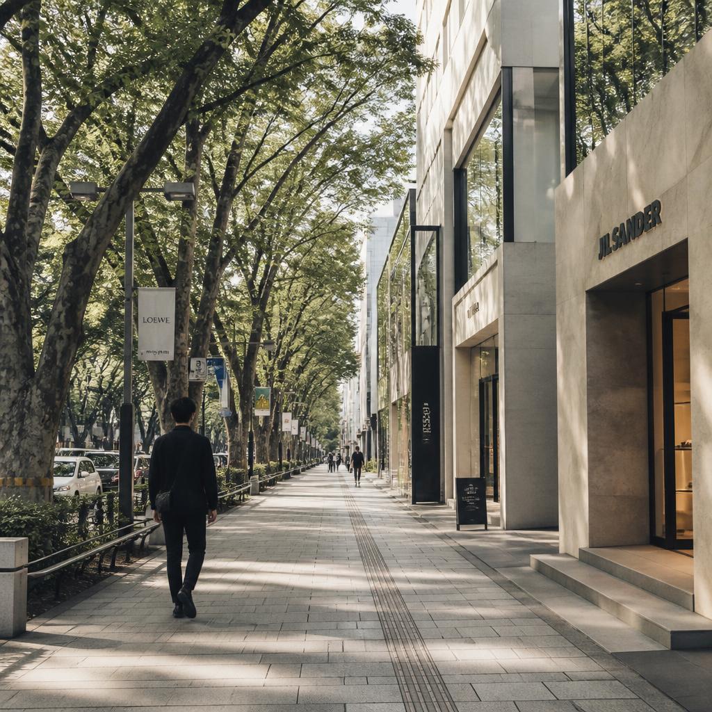 The tree-lined Omotesando avenue in Tokyo
